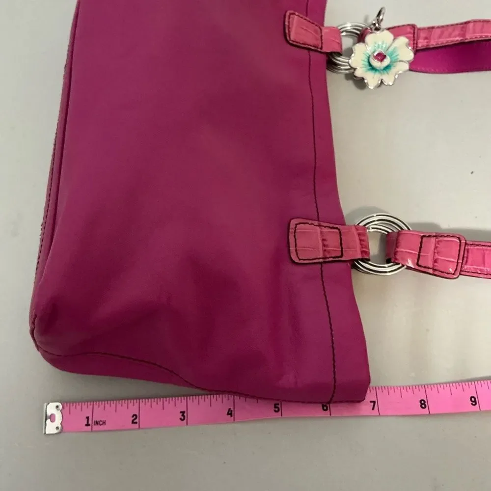 Brighton hot Pink Leather hobo Bag with floral liner